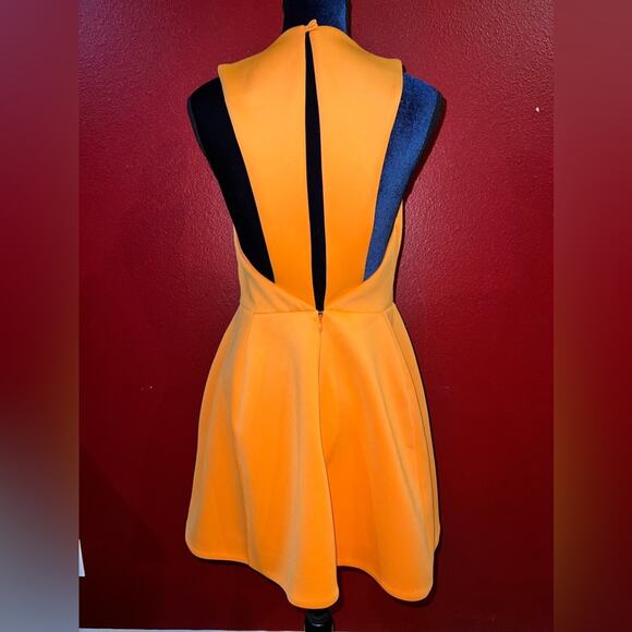 Cameo Dress Peplum Style Open Sides Back Stunning Orange Large Fully Lined - Picture 3 of 8